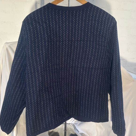 Old Navy Blue & White Womens Boho Quilted Jacket Open Front Size XL - Picture 2 of 8